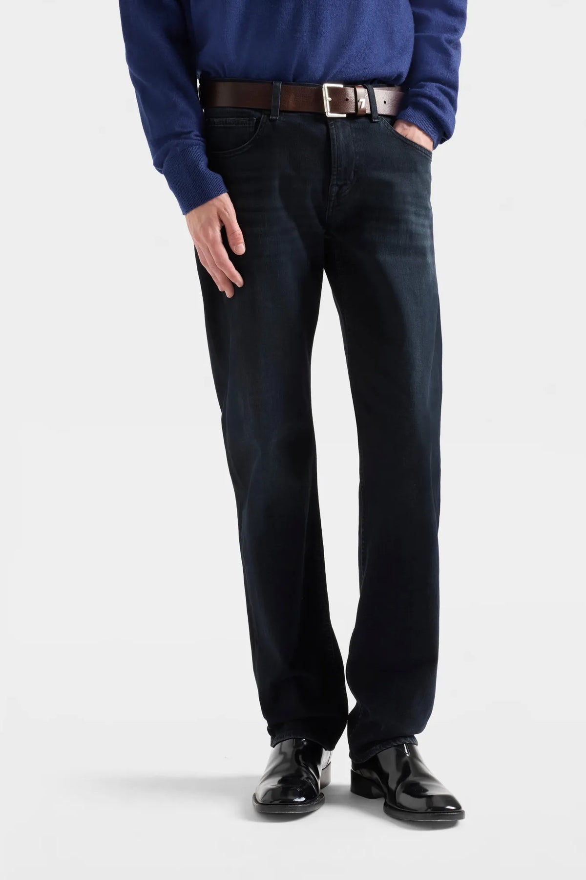 7 For All Mankind Black Men Standard in Luxe Performance SKU: 7TE10C51_3LJ Image 02