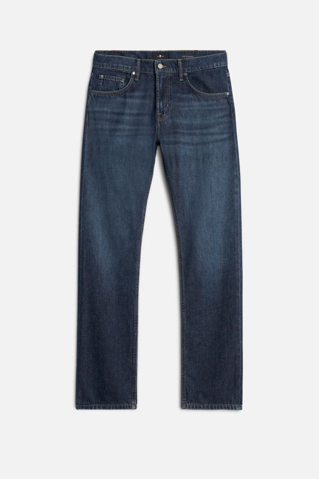 7 For All Mankind Mid Blue Men The Straight in Silk Denim SKU: 7TE70G07_21X Image 01
