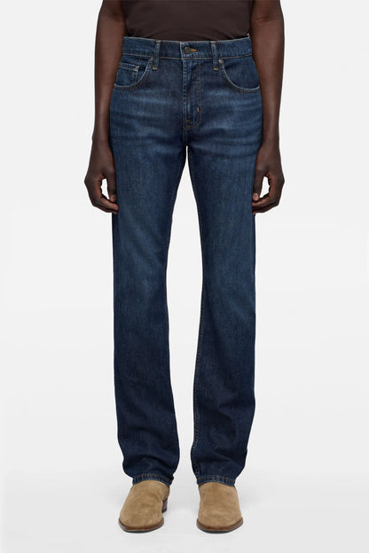 7 For All Mankind Mid Blue Men The Straight in Silk Denim SKU: 7TE70G07_21X Image 03