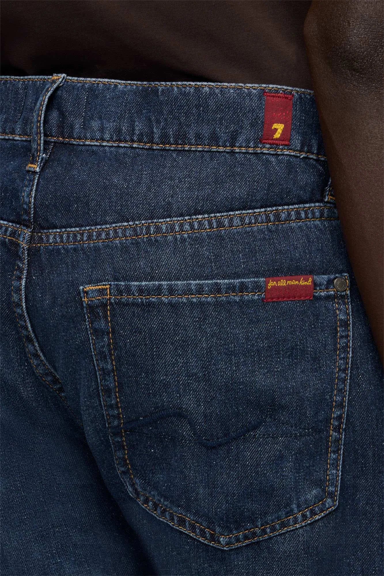 7 For All Mankind Mid Blue Men The Straight in Silk Denim SKU: 7TE70G07_21X Image 04