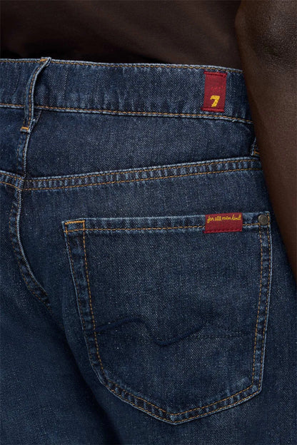 7 For All Mankind Mid Blue Men The Straight in Silk Denim SKU: 7TE70G07_21X Image 04