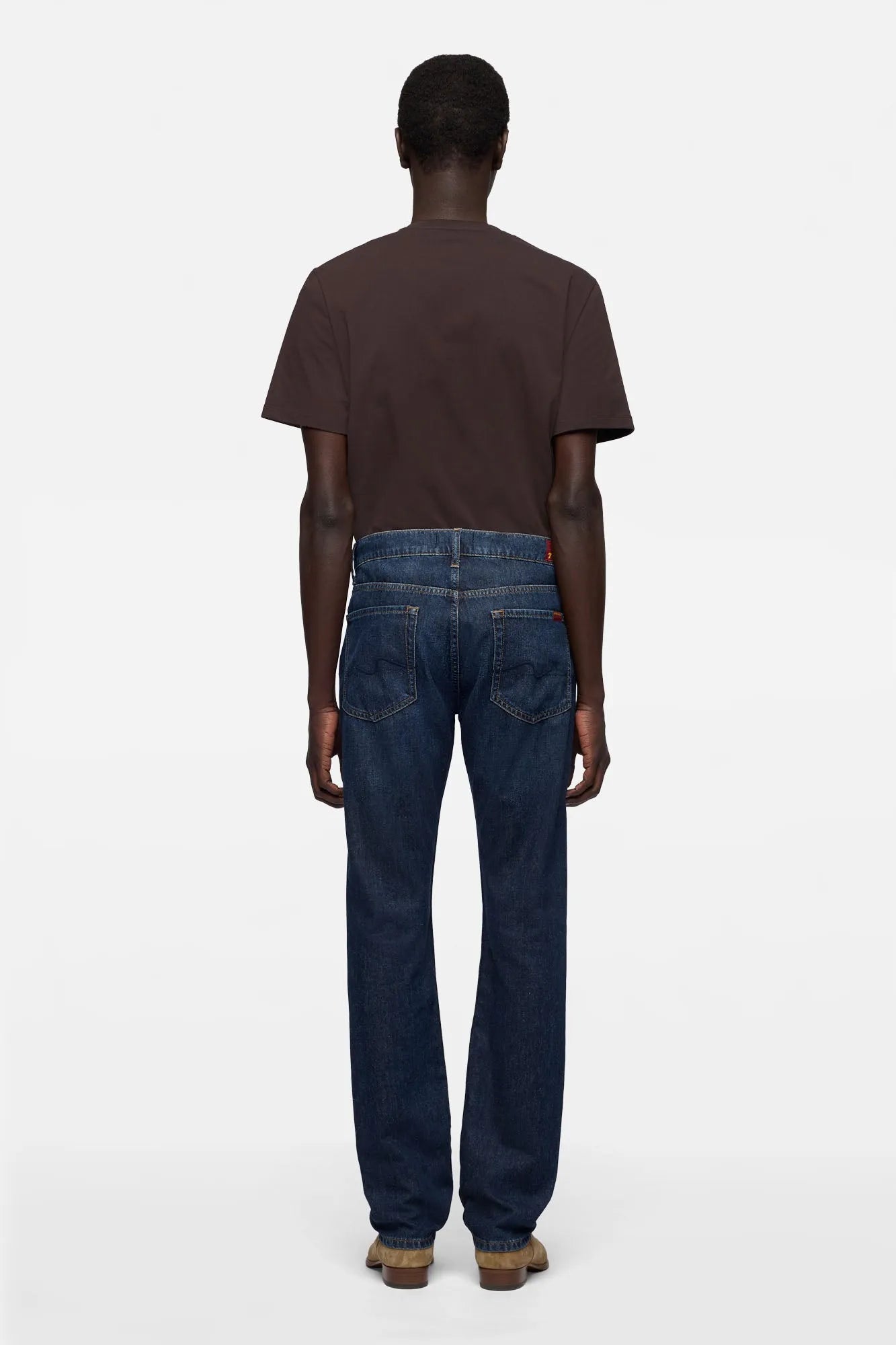 7 For All Mankind Mid Blue Men The Straight in Silk Denim SKU: 7TE70G07_21X Image 05