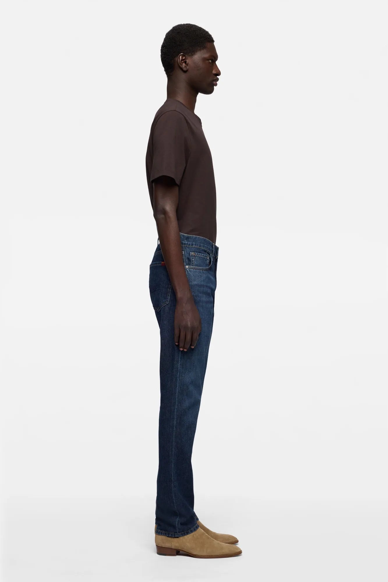 7 For All Mankind Mid Blue Men The Straight in Silk Denim SKU: 7TE70G07_21X Image 06