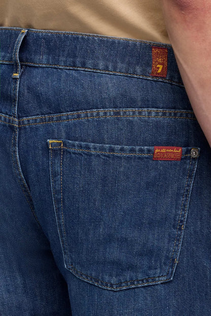 7 For All Mankind Wind Chill Men The Straight in Indigo Linen SKU: 7TE70U03_3BS Image 04