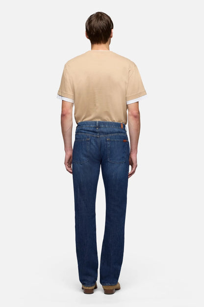 7 For All Mankind Wind Chill Men The Straight in Indigo Linen SKU: 7TE70U03_3BS Image 05