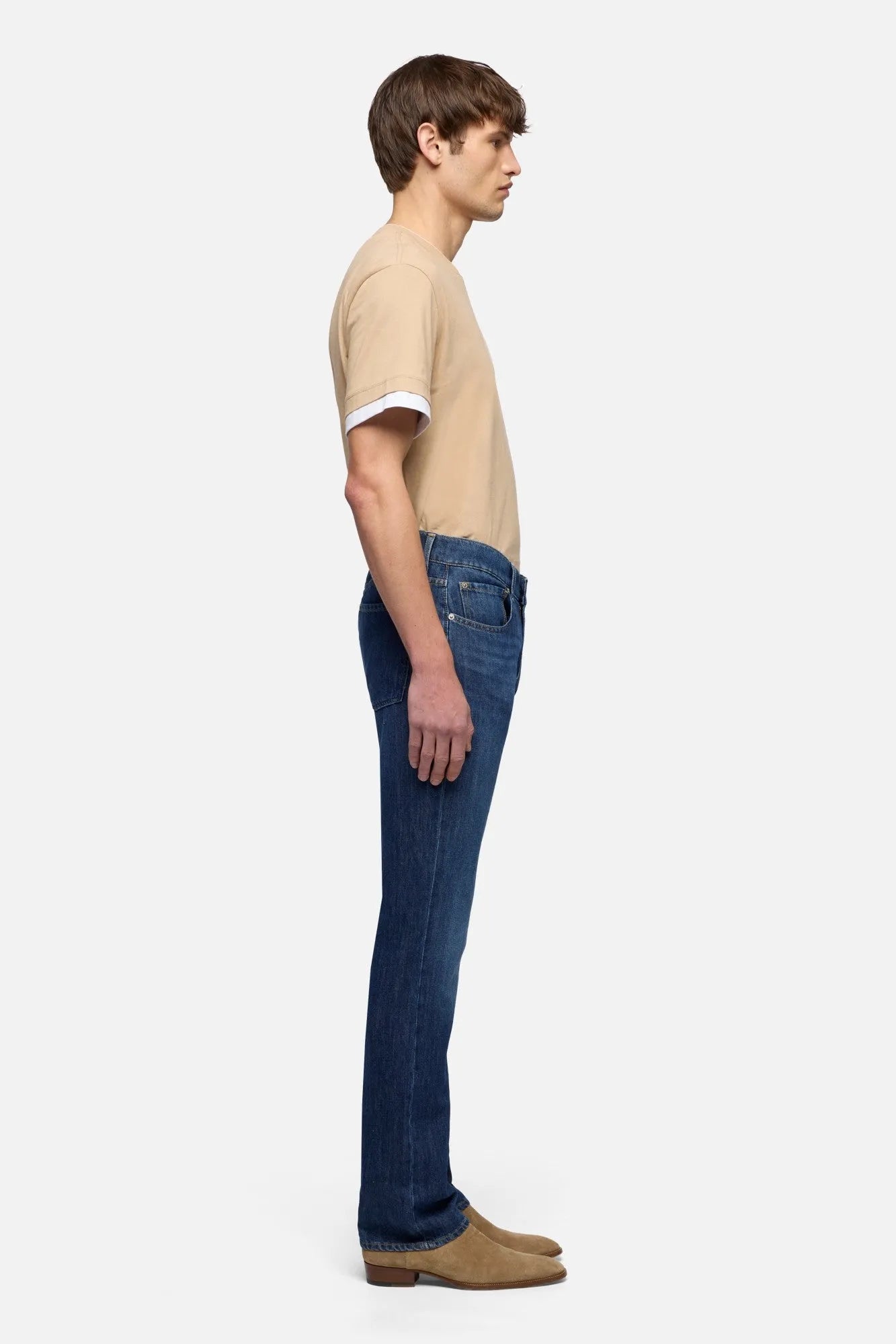 7 For All Mankind Wind Chill Men The Straight in Indigo Linen SKU: 7TE70U03_3BS Image 06