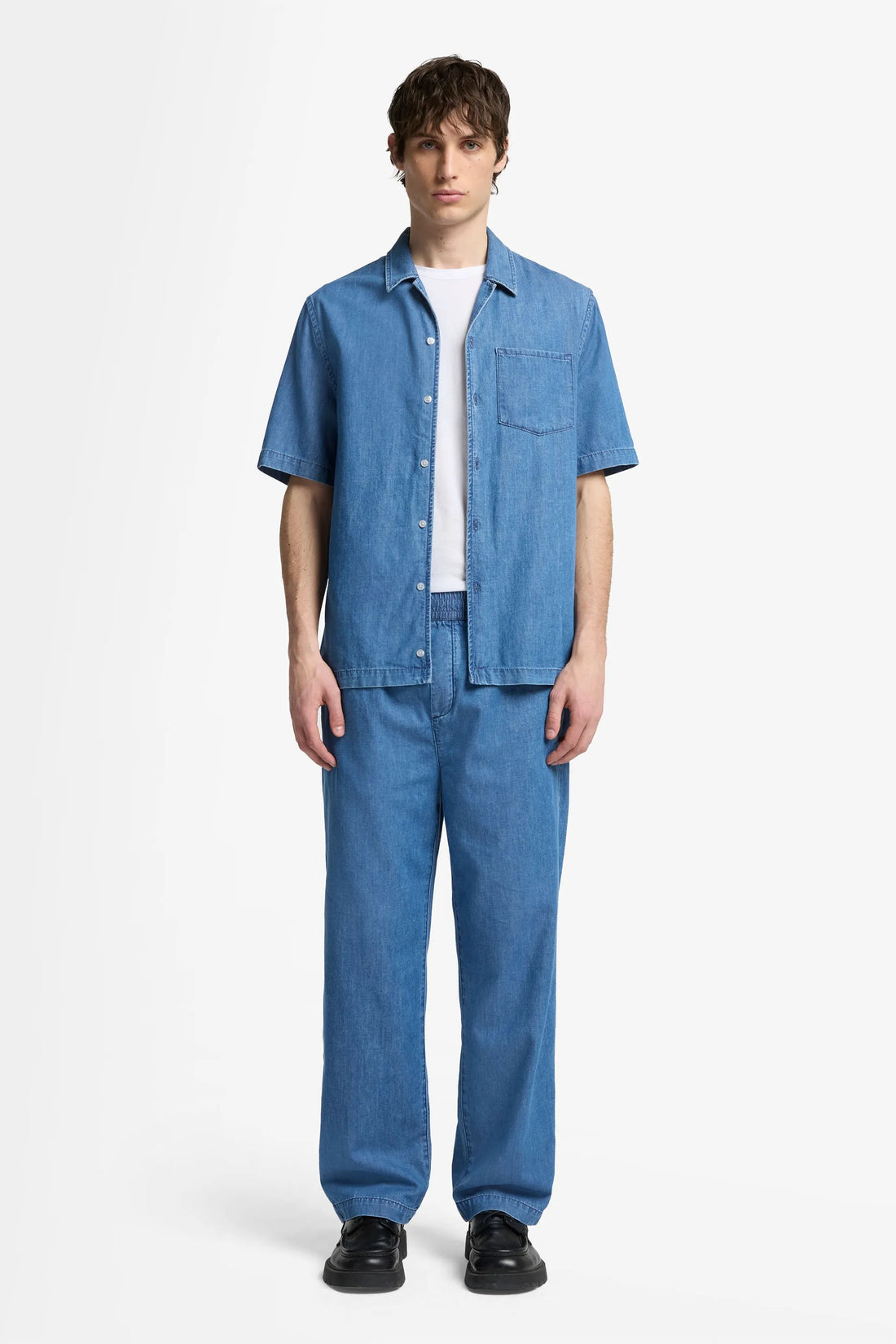 7 For All Mankind_Light Blue_Camp Shirt Short Sleeve in Cotton_7TI60E46_1DL_02
