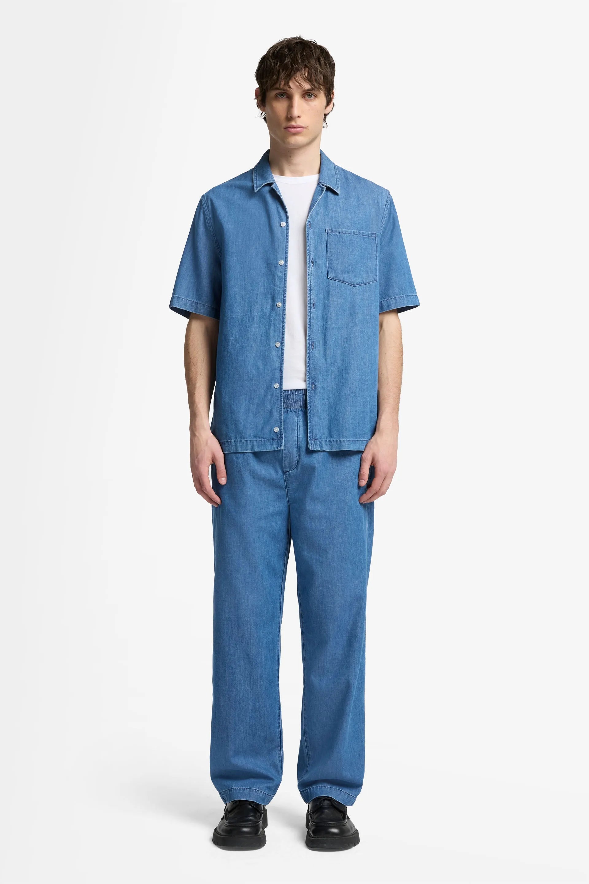 7 For All Mankind_Light Blue_Camp Shirt Short Sleeve in Cotton_7TI60E46_1DL_02