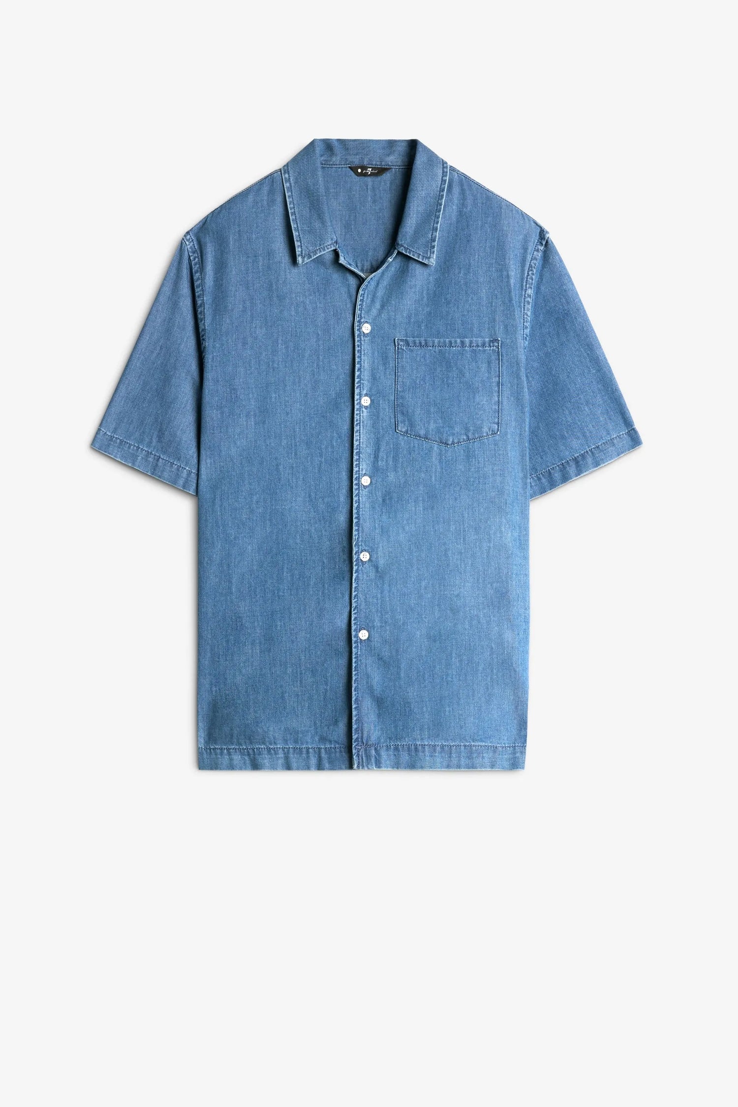 7 For All Mankind_Light Blue_Camp Shirt Short Sleeve in Cotton_7TI60E46_1DL_07