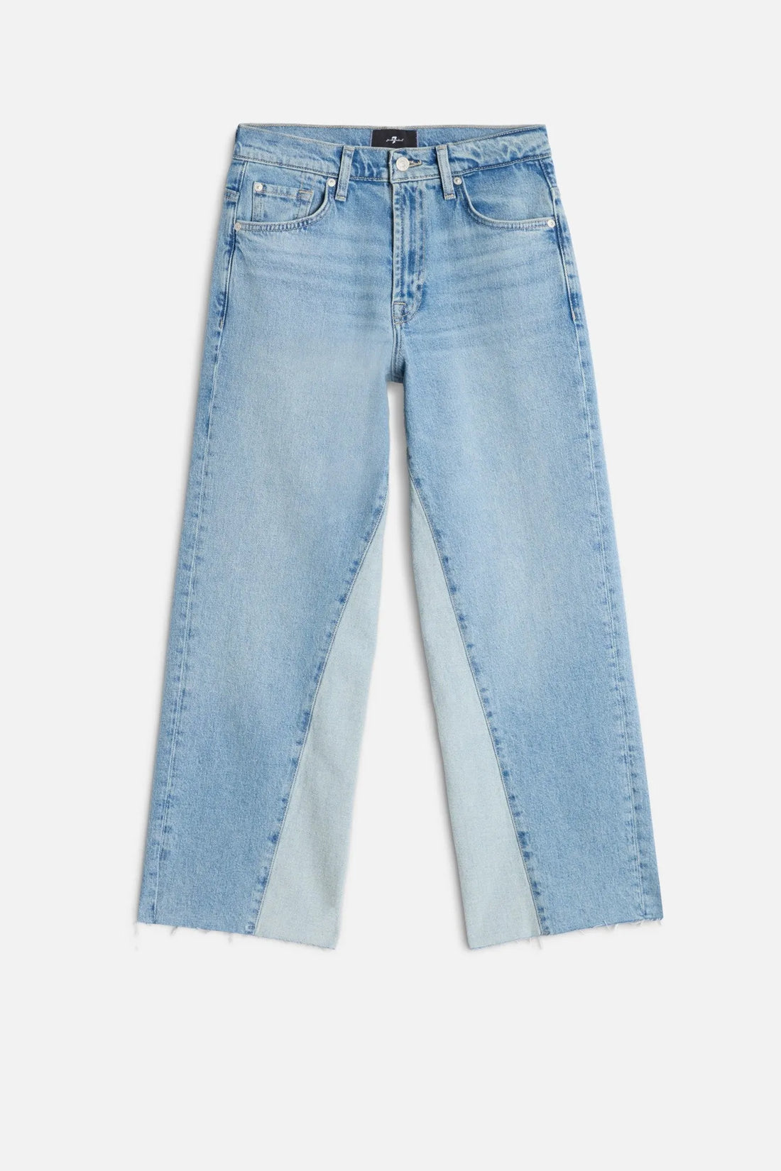 7 For All Mankind Light Blue Women Paneled Stovepipe Straight Ankle SKU: 7U7B0C10_1ZW Image 01