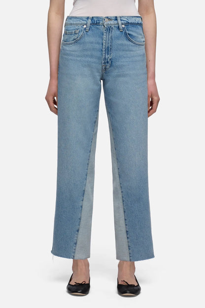 7 For All Mankind Light Blue Women Paneled Stovepipe Straight Ankle SKU: 7U7B0C10_1ZW Image 03