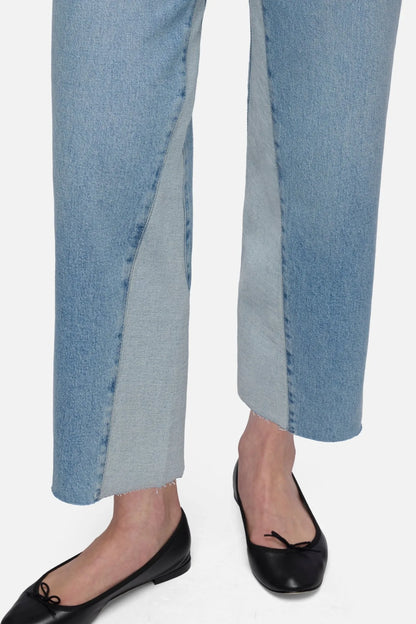 7 For All Mankind Light Blue Women Paneled Stovepipe Straight Ankle SKU: 7U7B0C10_1ZW Image 04