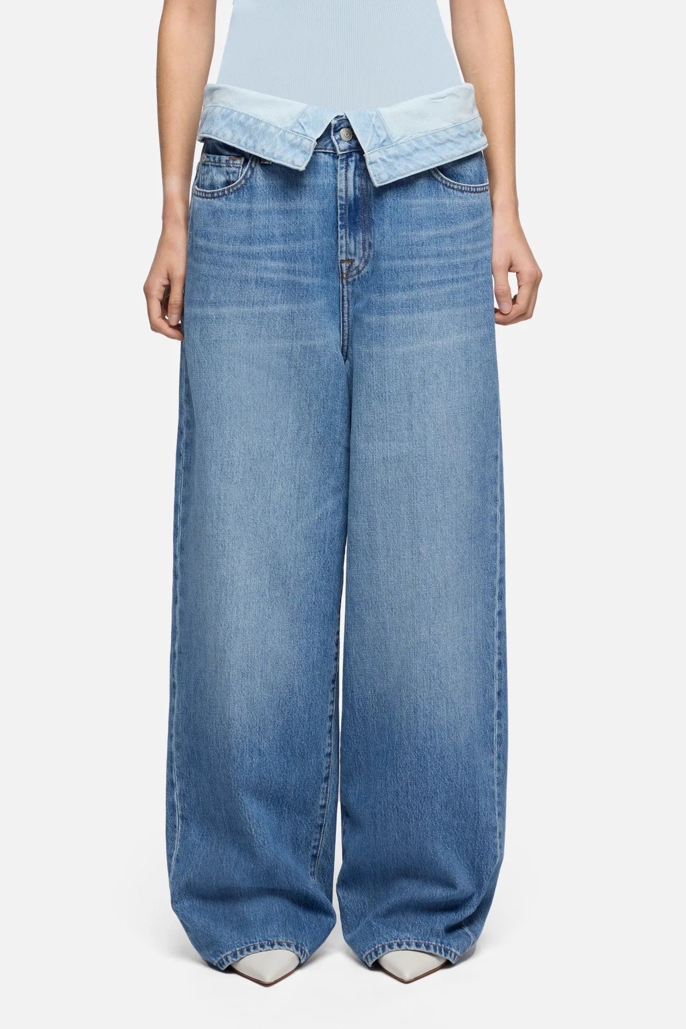 7 For All Mankind Light Blue Women Slouchy Wide Leg SKU: 7U7D0E52_3DI Image 03