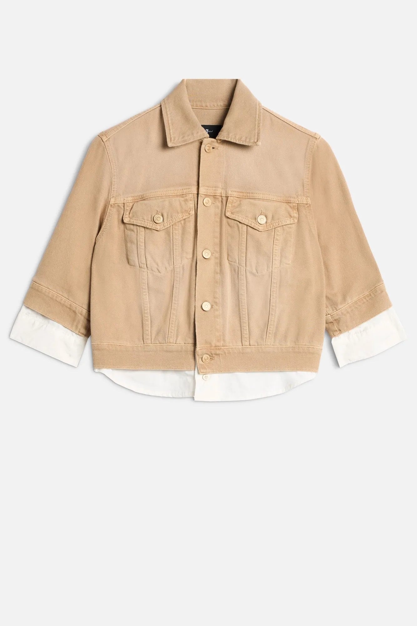 7 For All Mankind Beige Women Short Sleeve Trucker Jacket SKU: 7U7H0D52_3DA Image 01