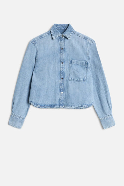7 For All Mankind Iris Women Ivy Shirt in Indigo Linen SKU: 7U7J0U03_IRI Image 01