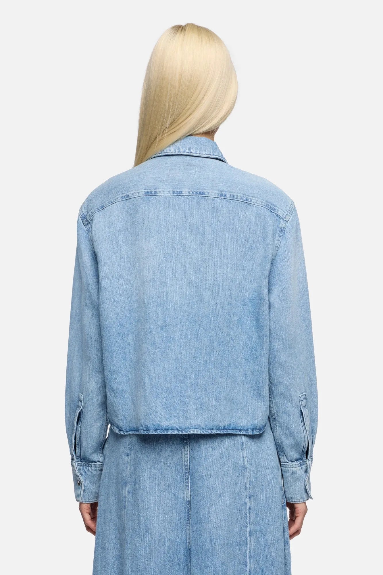 7 For All Mankind Iris Women Ivy Shirt in Indigo Linen SKU: 7U7J0U03_IRI Image 05