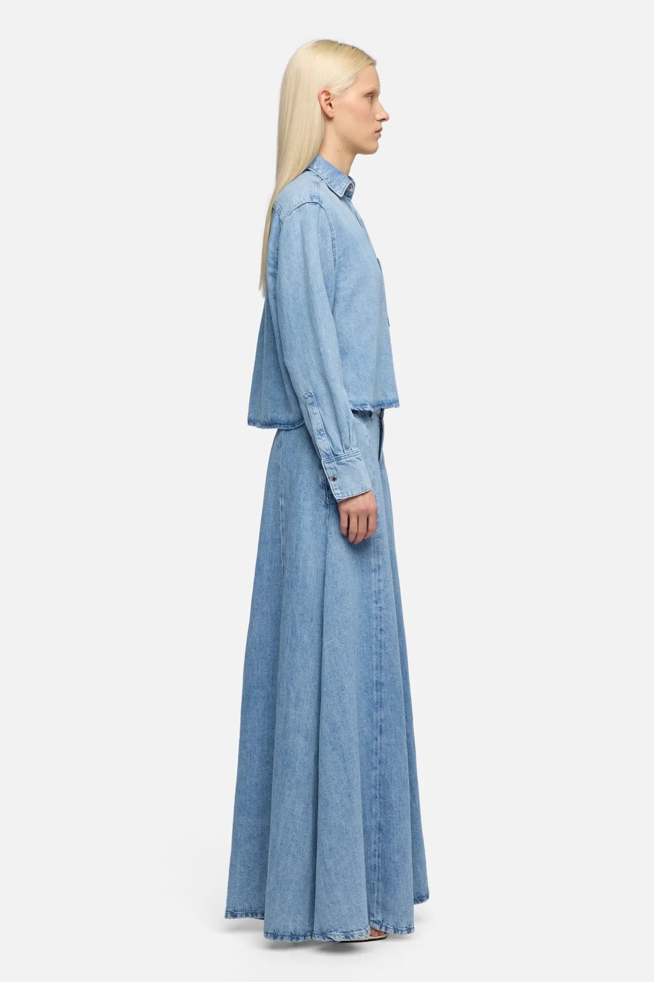 7 For All Mankind Iris Women Ivy Shirt in Indigo Linen SKU: 7U7J0U03_IRI Image 06