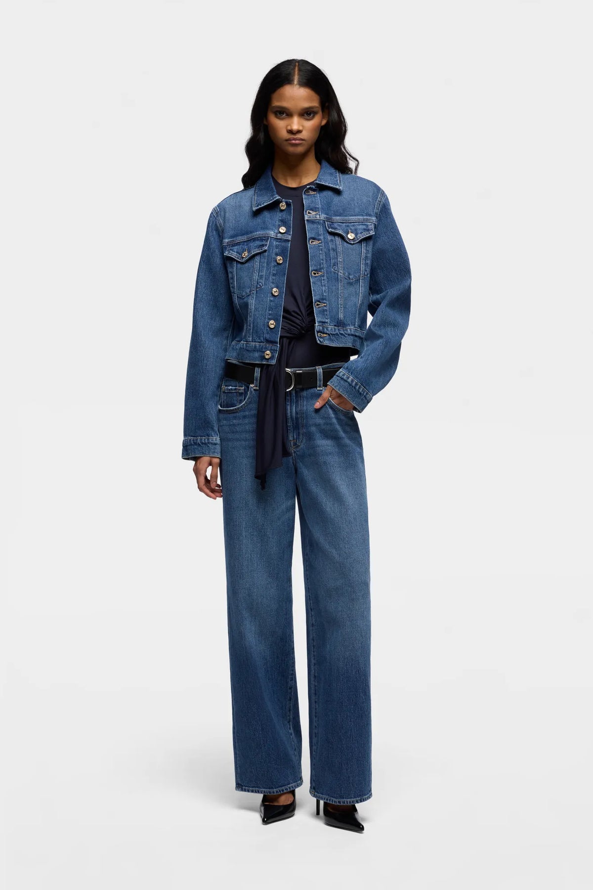 7 For All Mankind Mid Blue Women Darted Stovepipe Straight SKU: 7UCW0C10_3NL Image 01