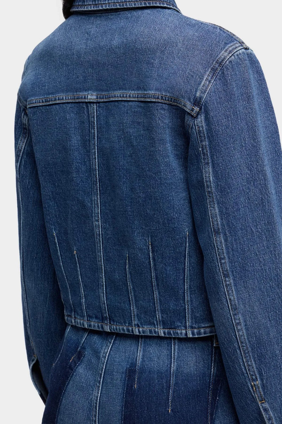 7 For All Mankind Mid Blue Women Darted Shrunken Jacket SKU: 7UCY0C10_3NL Image 03