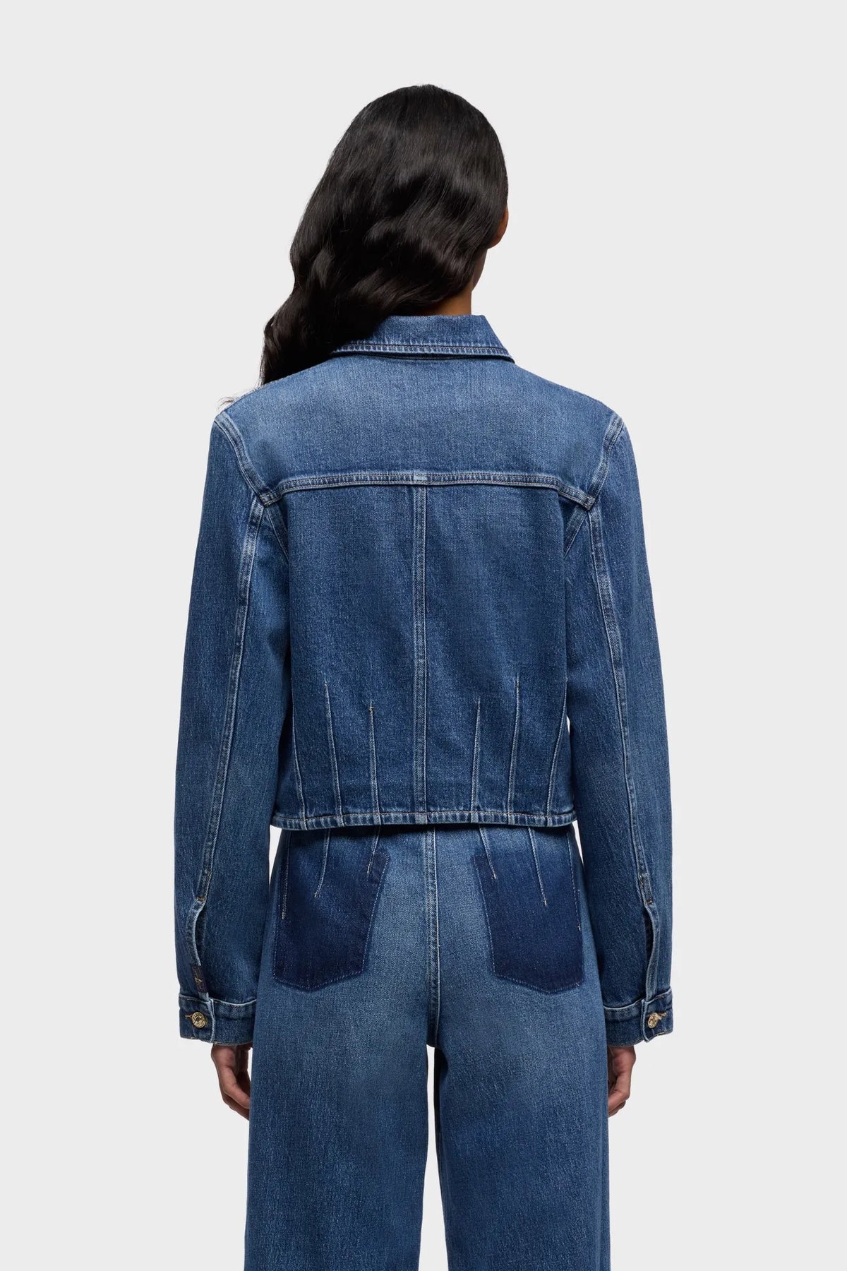 7 For All Mankind Mid Blue Women Darted Shrunken Jacket SKU: 7UCY0C10_3NL Image 04