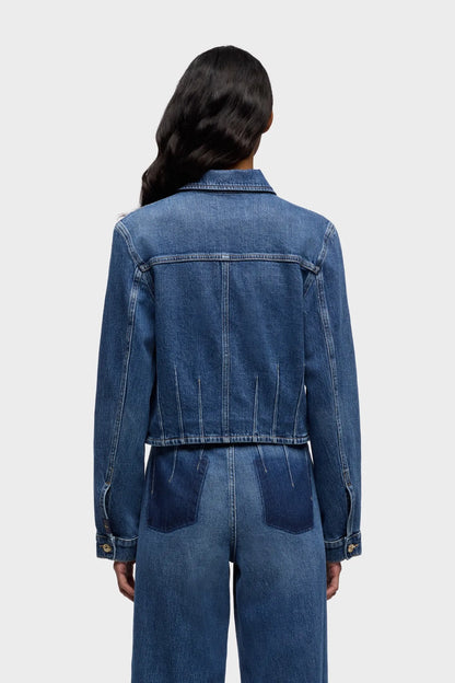 7 For All Mankind Mid Blue Women Darted Shrunken Jacket SKU: 7UCY0C10_3NL Image 04