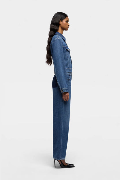 7 For All Mankind Mid Blue Women Darted Shrunken Jacket SKU: 7UCY0C10_3NL Image 05