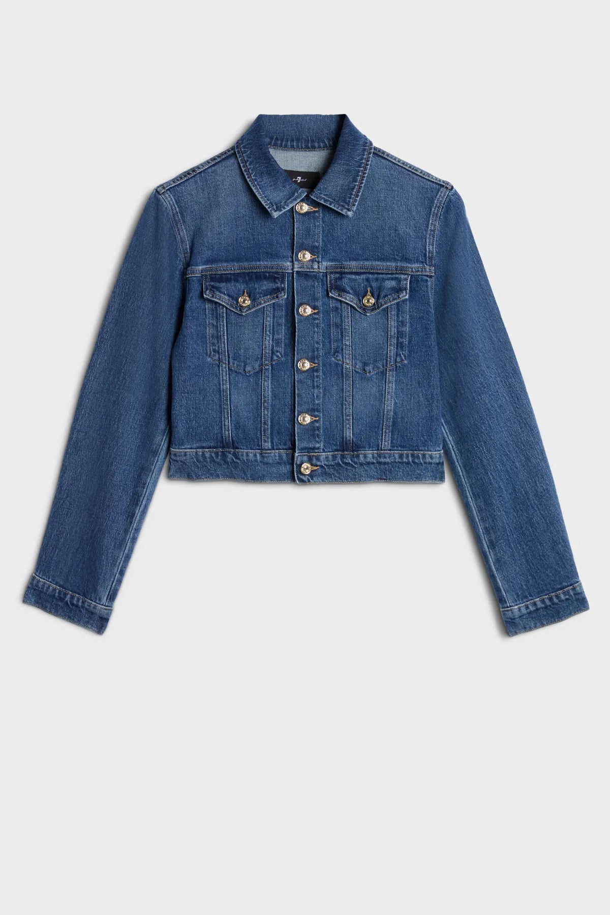 7 For All Mankind Mid Blue Women Darted Shrunken Jacket SKU: 7UCY0C10_3NL Image 06