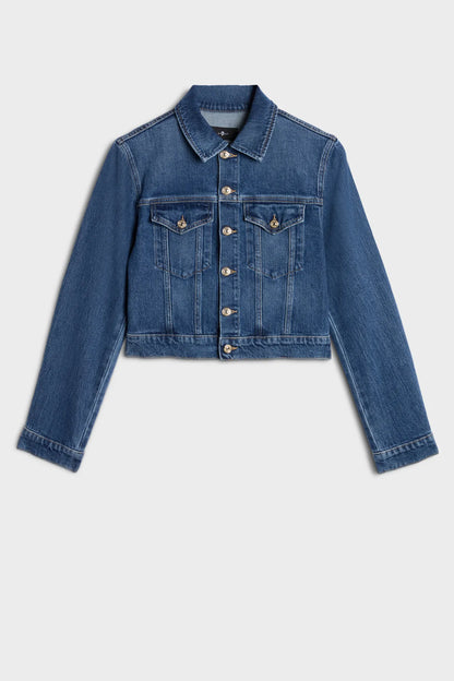 7 For All Mankind Mid Blue Women Darted Shrunken Jacket SKU: 7UCY0C10_3NL Image 06