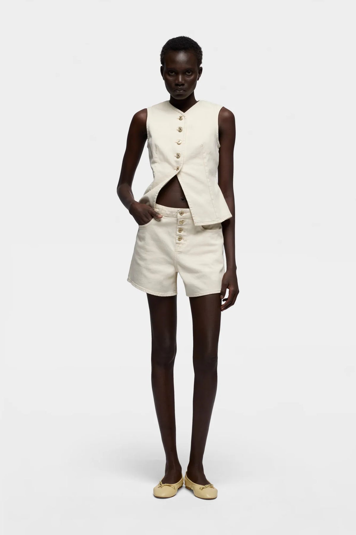7 For All Mankind Off-White Women Lady Vest SKU: 7UK90G96_3O9 Image 01