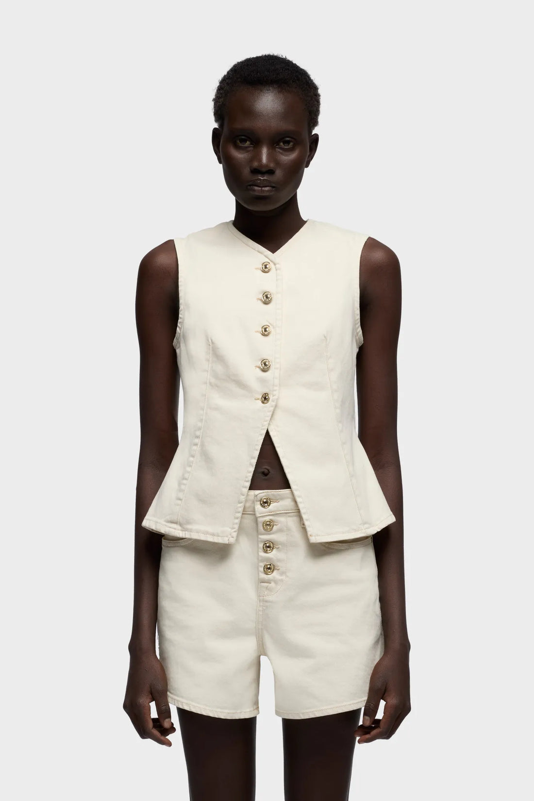 7 For All Mankind Off-White Women Lady Vest SKU: 7UK90G96_3O9 Image 02