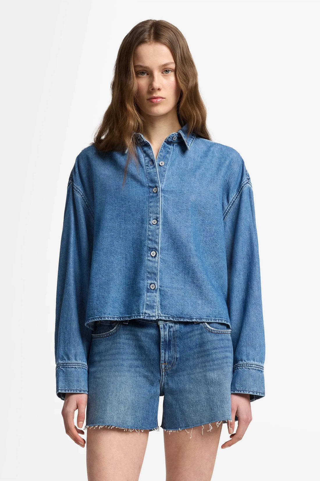 7 For All Mankind_Mid Blue_Weightless Denim Nina Cropped Shirt_7UL10E38_1BB_01