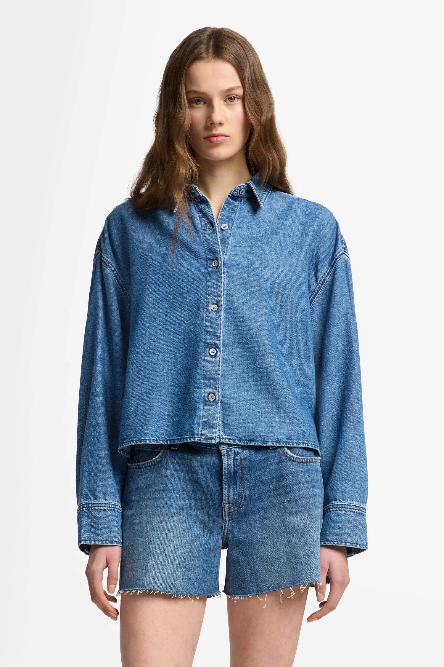7 For All Mankind_Mid Blue_Weightless Denim Nina Cropped Shirt_7UL10E38_1BB_01
