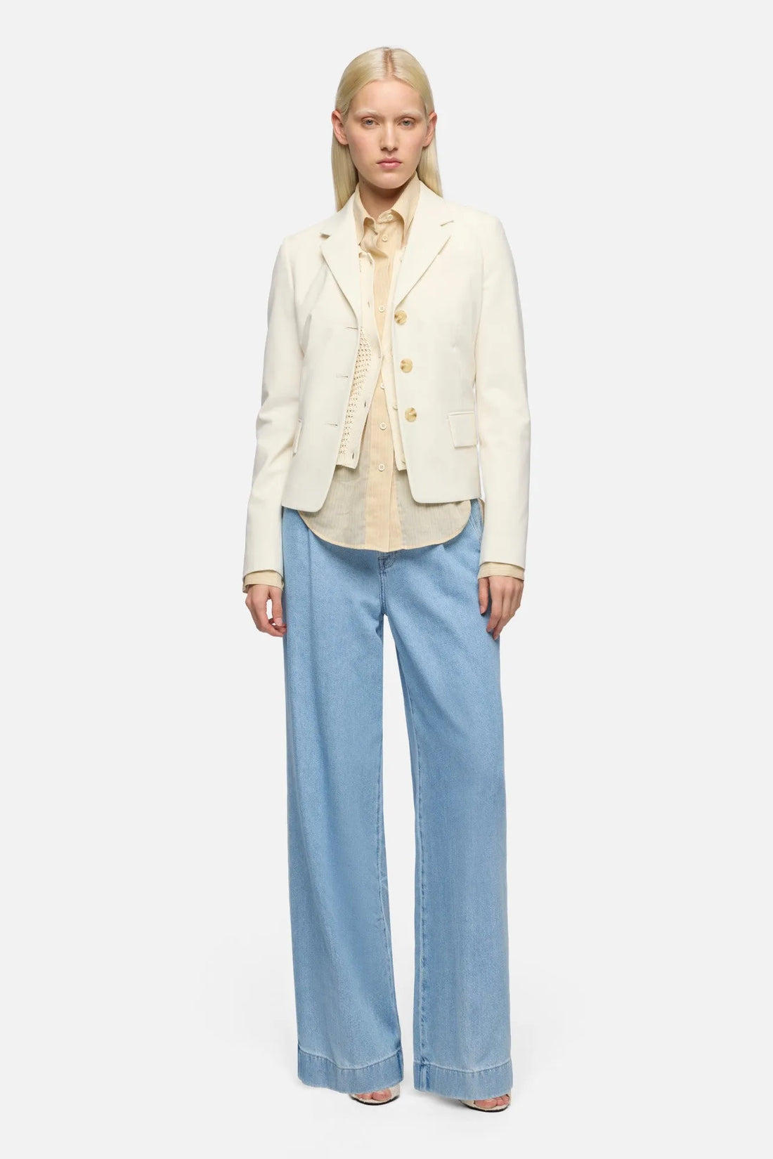 7 For All Mankind Mid Blue Women Pleated Trouser in Weightless Denim SKU: 7UL3TE38_1BA Image 02