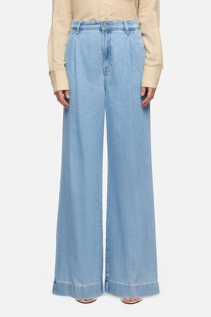 7 For All Mankind Mid Blue Women Pleated Trouser in Weightless Denim SKU: 7UL3TE38_1BA Image 03