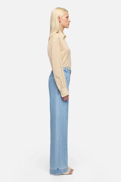 7 For All Mankind Mid Blue Women Pleated Trouser in Weightless Denim SKU: 7UL3TE38_1BA Image 05