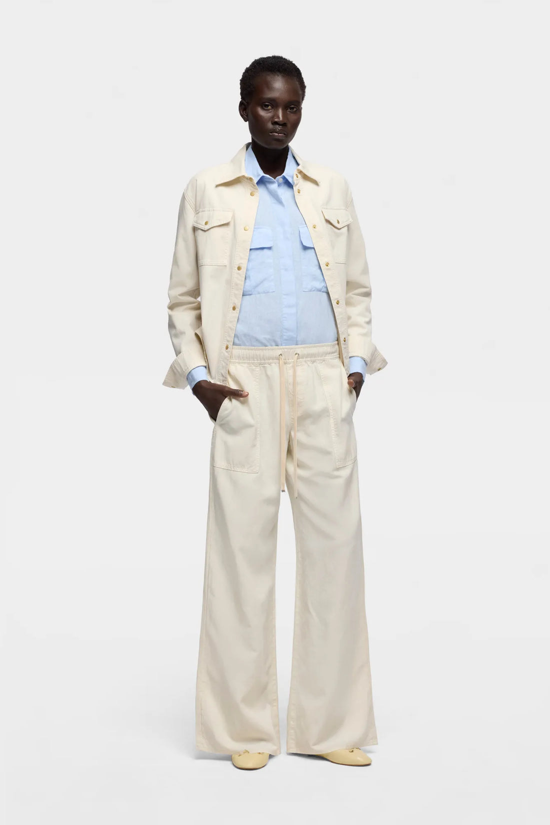 7 For All Mankind Ecru Women Classic Shirt in Comfort Twill SKU: 7UR90E39_3O7 Image 01