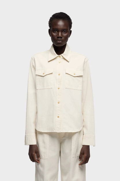 7 For All Mankind Ecru Women Classic Shirt in Comfort Twill SKU: 7UR90E39_3O7 Image 02