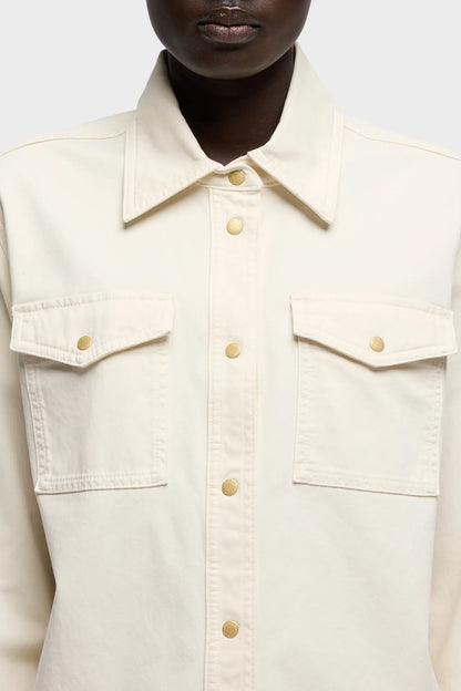 7 For All Mankind Ecru Women Classic Shirt in Comfort Twill SKU: 7UR90E39_3O7 Image 03