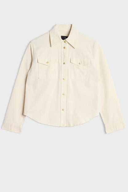 7 For All Mankind Ecru Women Classic Shirt in Comfort Twill SKU: 7UR90E39_3O7 Image 06