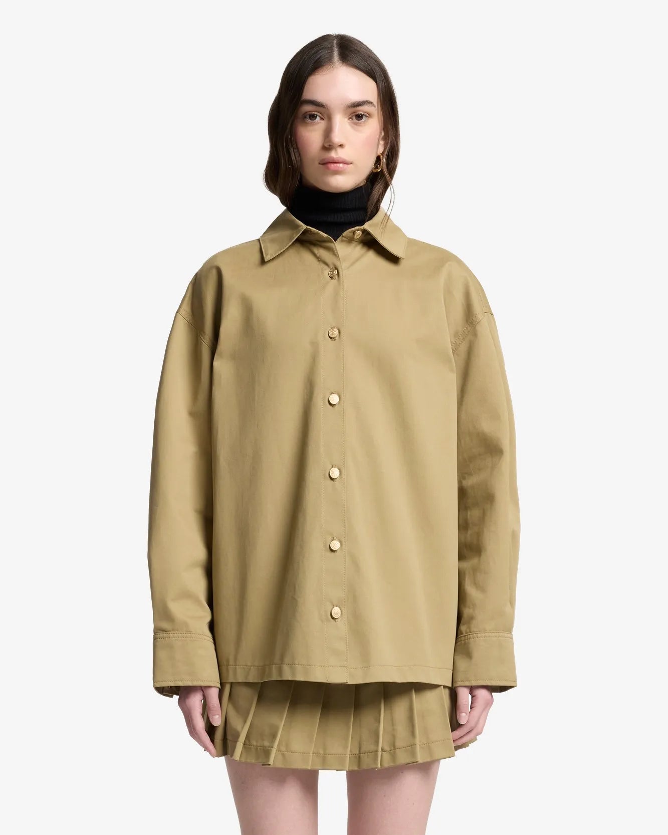 7 For All Mankind_Beige_Pleated Overshirt in Comfort Twill_7UZ10F07_1A8_01