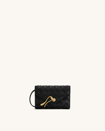 JW Pei Black Women Celeste Woven Textured Envelope Wallet SKU: 7X605X002-1_Black Image 01
