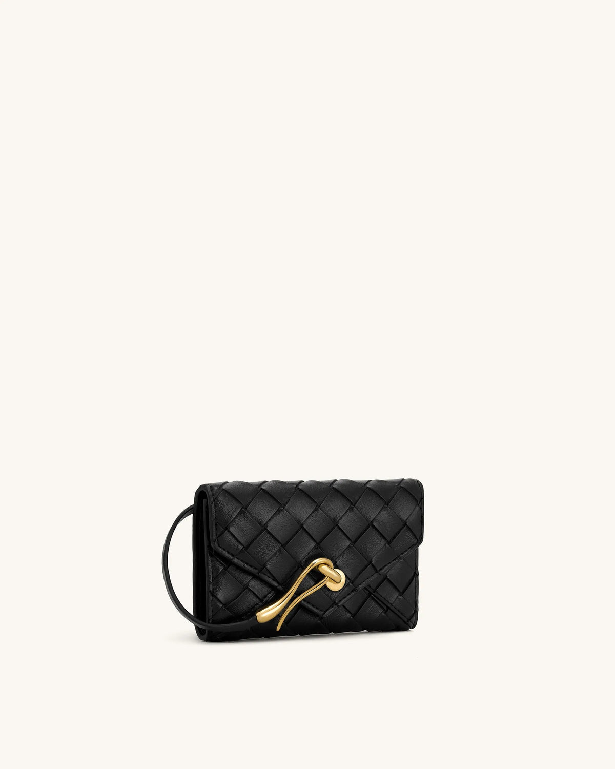 JW Pei Black Women Celeste Woven Textured Envelope Wallet SKU: 7X605X002-1_Black Image 02