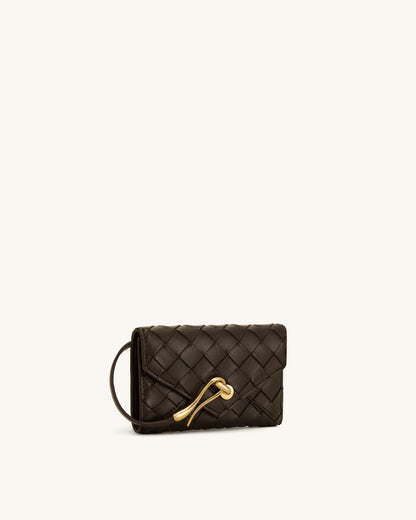JW Pei Chocolate Women Celeste Woven Textured Envelope Wallet SKU: 7X605X002-3_Chocolate Image 02