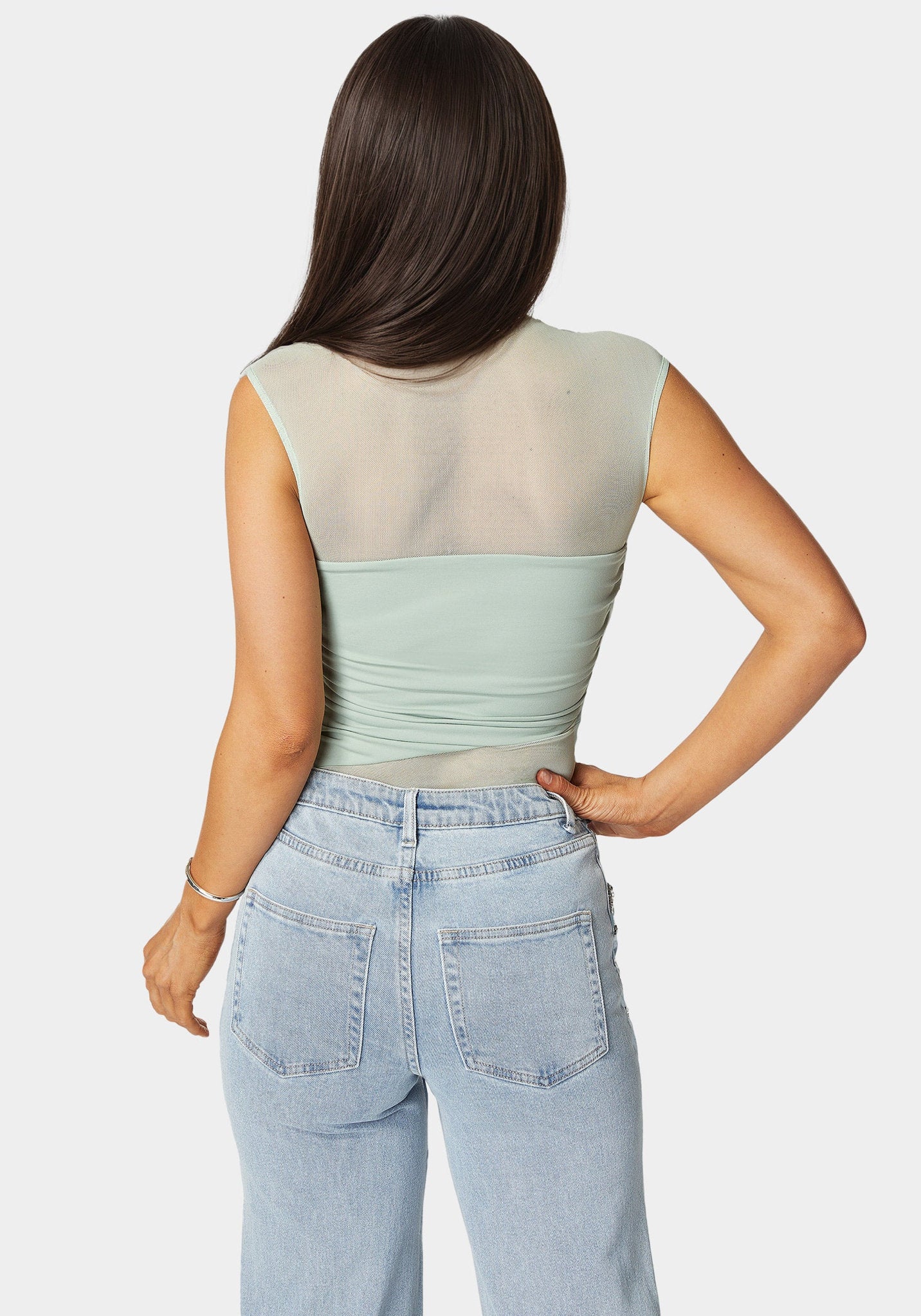 Bebe_Draped Knit Bodysuit_7skb0141be_Slit Green_03