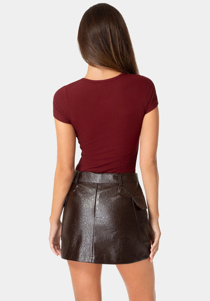 Bebe Cabernet Women Short Sleeve Baby Bebe Logo Tee SKU: 7ske0044be_cabernet Image 03