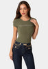 Bebe Velvet Green Women Short Sleeve Baby Bebe Logo Tee SKU: 7ske0044be_velvet green Image 01