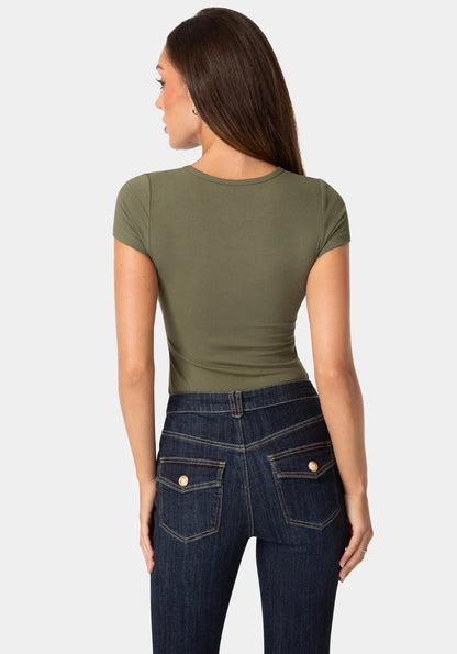 Bebe Velvet Green Women Short Sleeve Baby Bebe Logo Tee SKU: 7ske0044be_velvet green Image 03