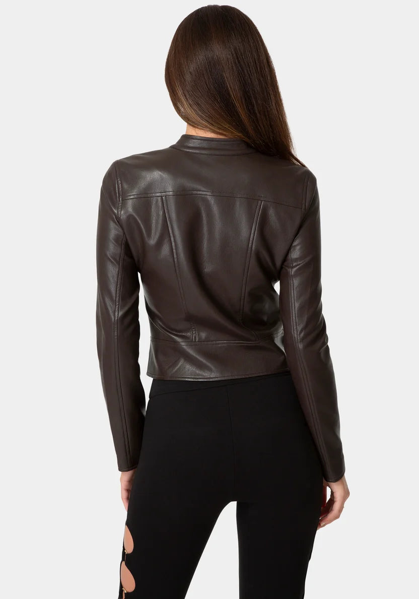 Bebe Chocolate Martini Women Moto Biker Jacket SKU: 7skj0258be_chocolate martini Image 03