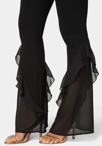 Bebe_High Waist Flared Leg Knit Pant_7skp0350be_Black_04