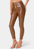 Bebe Burnt Tan Women Stretch Vegan Leather Legging SKU: 7skp0429be_burnt tan Image 01